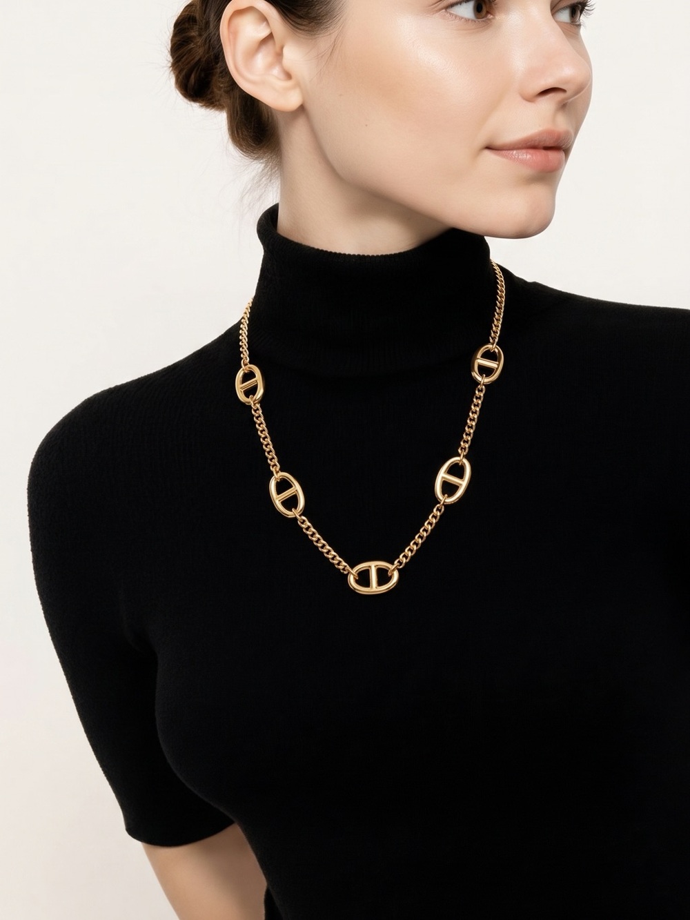 Gold Link Chain Necklace & earring set - Women's Fashion Jewelry